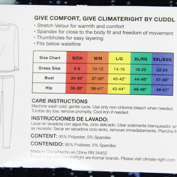 Cuddl Duds Climate Right Top Leggings Set Velour - Picture 7 of 7